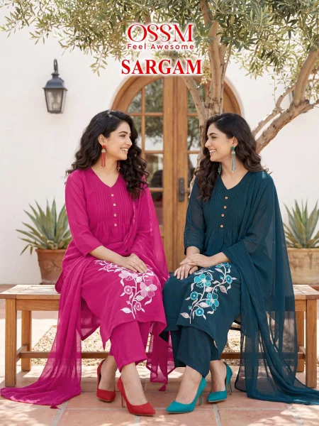 Sargam By Ossm Mal Chanderi Kurti With Bottom Dupatta