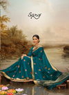  Saroj  Noreen Latest Fancy Multi colore work and chit pallu and border Designer Soft Chiffon Saree Collection