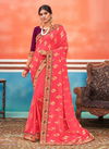 Saroj Panch Ratna Festive Wear Georgette With Foil Butta And Border Saree Collection