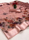 Satin Patta Dusty Gulab Latest Fancy casual Wear Heavy Printed Sarees Collection