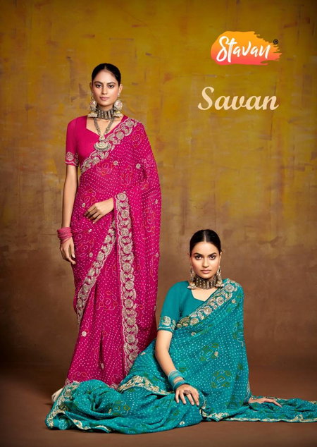 Savan By Stavan Georgette With Embroidery Work Saree Wholesale Market In Surat