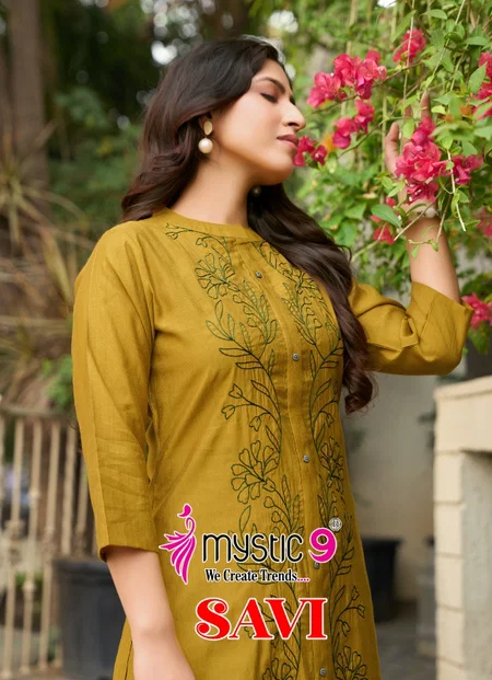 Savi Vol 1 By Mystic 9 Vertican Kurti With Bottom Wholesalers In Surat