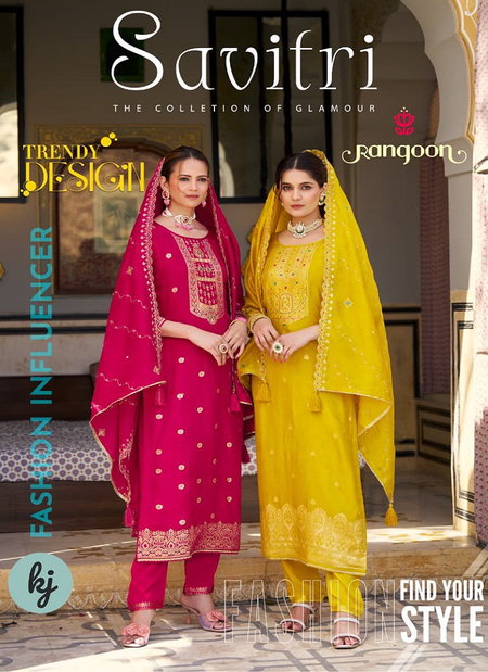 Savitri by Rangoon Dola Russian Jacquard Wholesale Kurti With Bottom Dupatta In India