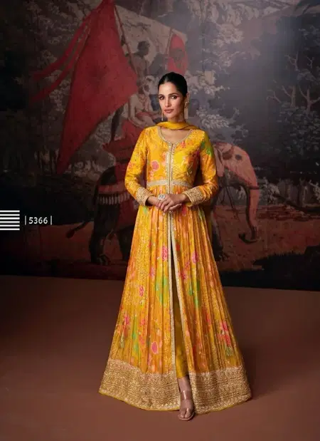Sayuri Nazraana 5366 Yellow Real Georgette Wedding Wear Readymade Suits Wholesale Online
