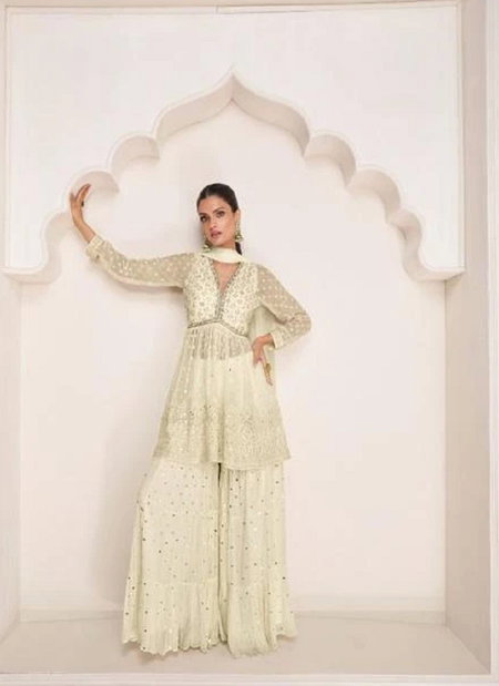 Sayuri Polki 5308 White Georgette Wedding Wear Readymade Suits Wholesale Online
