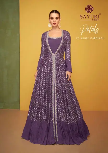 Petals Classic Carnival By Sayuri Silk Designer Gown Exporters In India