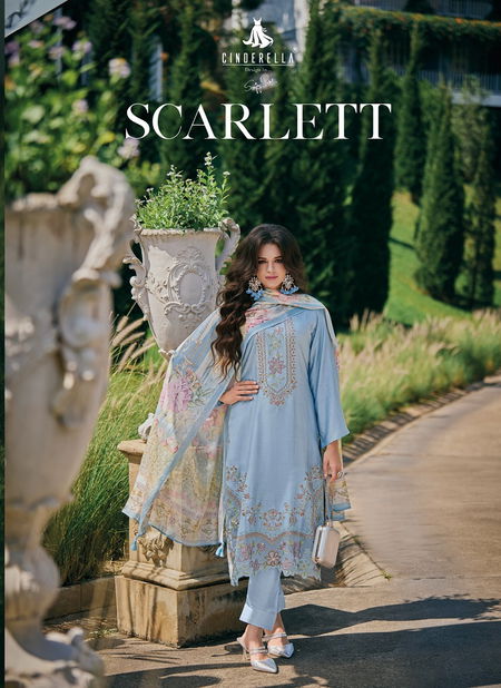 Scarlett By Cinderella Bambarg Muslin Embroidery Salwar Kameez Wholesale Market In Surat Catalog