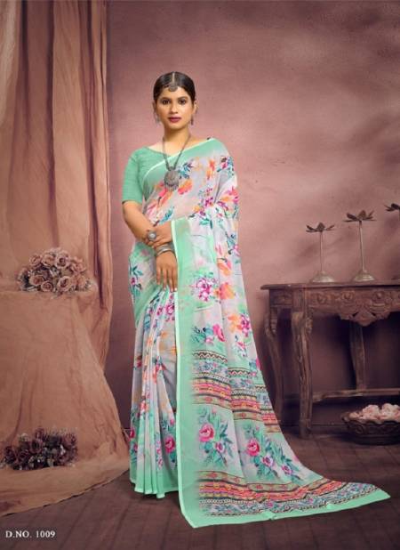 sea Green Colour Lavanya By Mahamani Creation Printed New Exclusive Daily Wear Saree Suppliers In India 1009