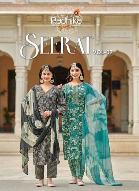 Seerat Vol 07 By Radhika Rayon Printed Embroidered Readymade Suits Wholesale Price In Surat Catalog