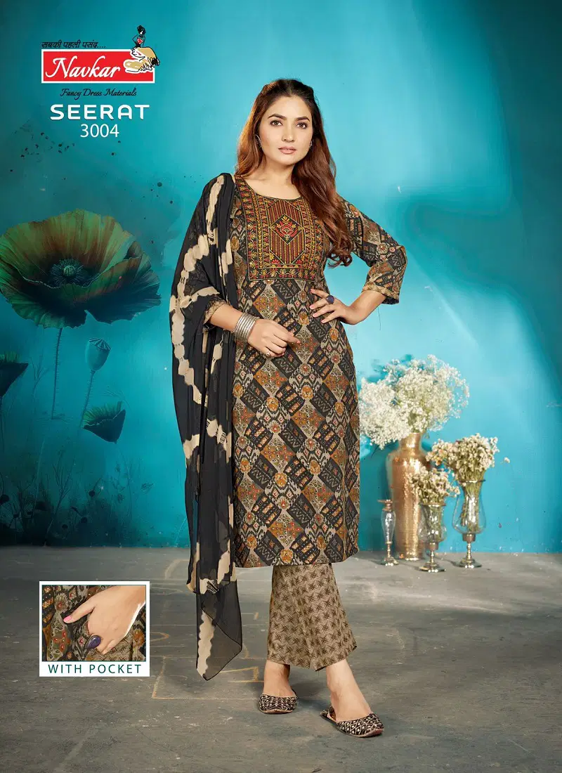 Seerat Vol 3 By Navkar Rayon Foil Printed Kurti With Bottom Dupatta Orders In India Catalog