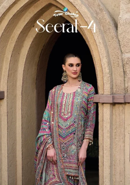 Seerat Vol 4 By Your Choice Heavy Chinon Rajwadi Sharara Suits