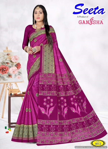 Seeta Vol 4 By Ganesha Pure Cotton Printed Sarees Wholesale Market In Surat