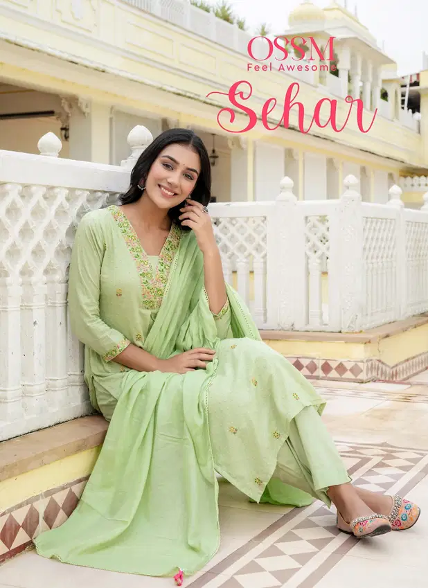 Sehar By Ossm Mal Jacquard Kurti With Bottom Dupatta Suppliers In India