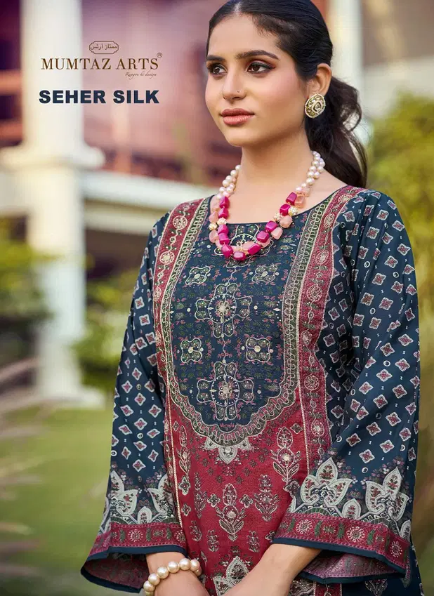 Seher Silk by Mumtaz Viscose Digital Printed Dress Material Exporters In India