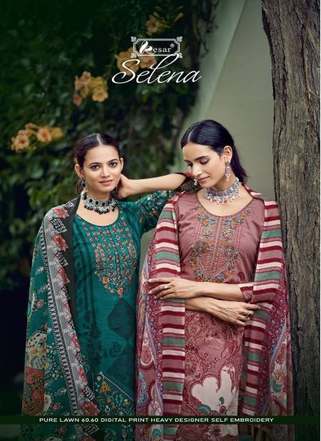 Selena By Kesar Embroidery Lawn Cotton Dress Material Wholesale Shop In Surat Catalog