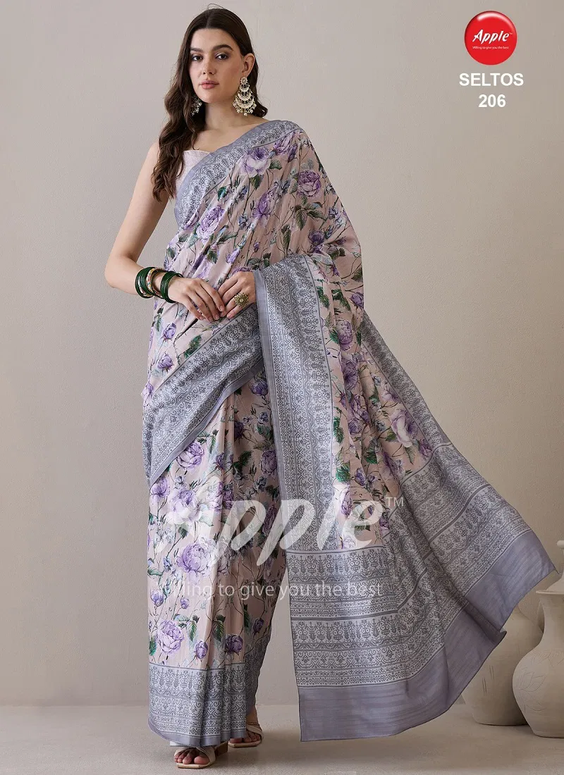 Seltos 02 By Apple Designer Silk Blend Printed Sarees Wholesale Shop In Surat
 Catalog