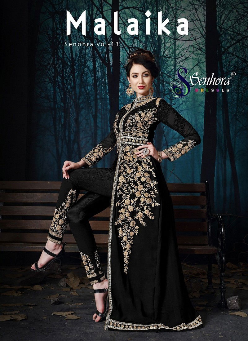 Senhora Malaika Vol 13 Latest Heavy Designer Wedding Party Wear Pure Georgette Heavy Embroidered With Pure Chiffon Dupatta Salwar Kameez Collection 