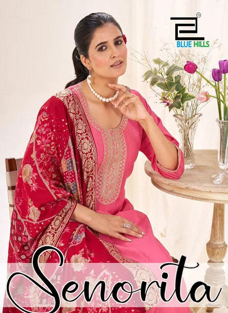 Senorita By Blue Hills Roman Silk Anarkali Kurti With Bottom Dupatta Wholesale Market