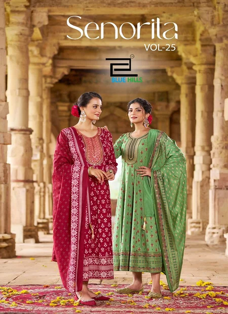 Senorita Vol 25 By Blue Hills Rayon Printed Anarkali Kurti With Dupatta Wholesale Online