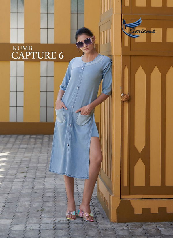 Seriema Kumb Capture 6 Cotton Denim Party Wear Kurti Manufacturers