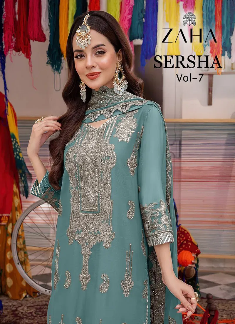 Sersha Vol 7 By Zaha 10290 A To C Georgette Pakistani Suits Wholesalers in Delhi
 Catalog