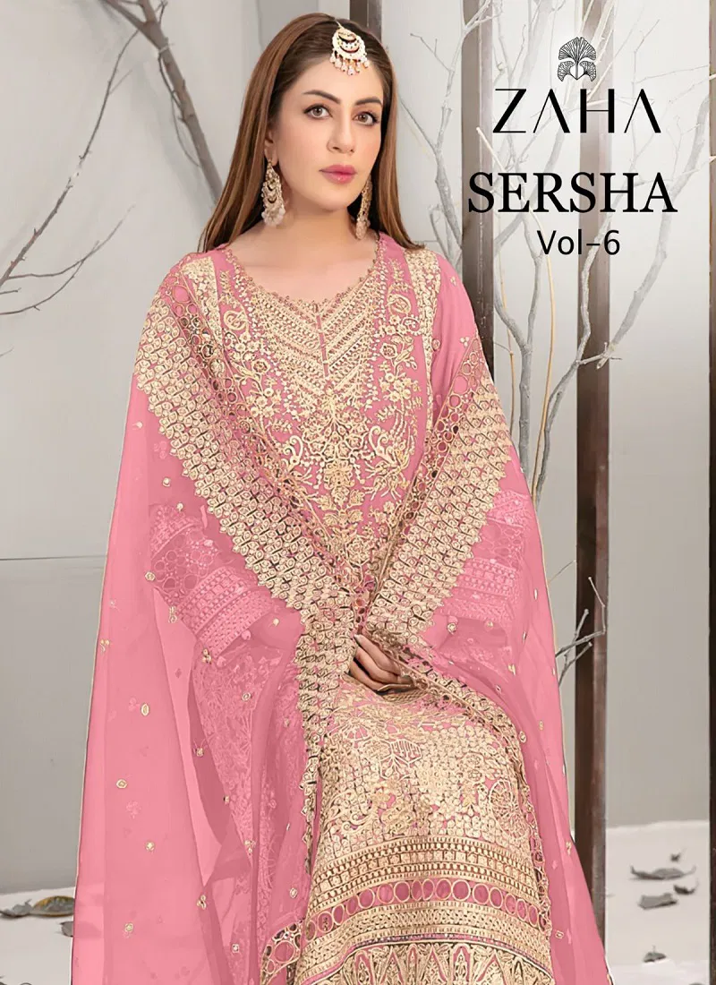 Sersha Vol 6 By Zaha 10288 A To D Georgette Pakistani Suits Wholesalers in Delhi
 Catalog