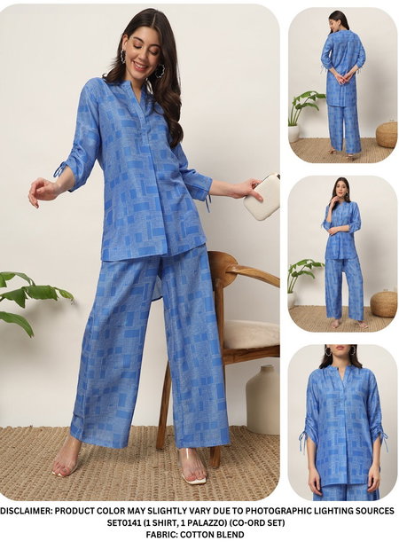 SET0141 Fiorra Summer Western Ladies Top With Bottom Cord Set Wholesale Online
