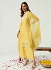 SET0155 Yellow Fiorra Silk Raksha Bandhan Special Kurti With Bottom Dupatta Wholesalers In Surat