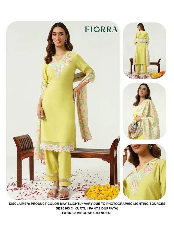 SET0163 Fiorra Viscose Chanderi Kurti With Bottom Dupatta Wholesale In India