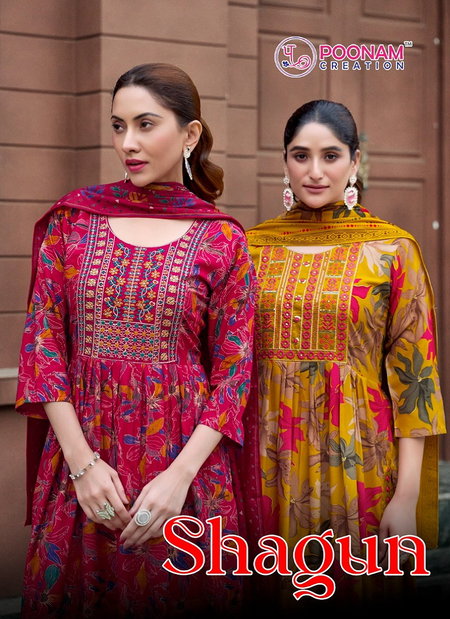 Shagun By Poonam Anarkali Reyon Wholesale Kurti Bottom With Dupatta In India