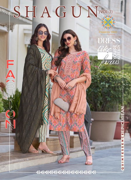 Shagun Vol 1 By Passion Tree Foil Printed Kurti With Bottom Dupatta Wholesale Shop In Surat Catalog