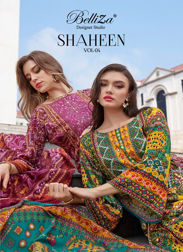 Shaheen Vol 4 By Belliza Viscose Rayon Digital Printed Dress Material Wholesale In India