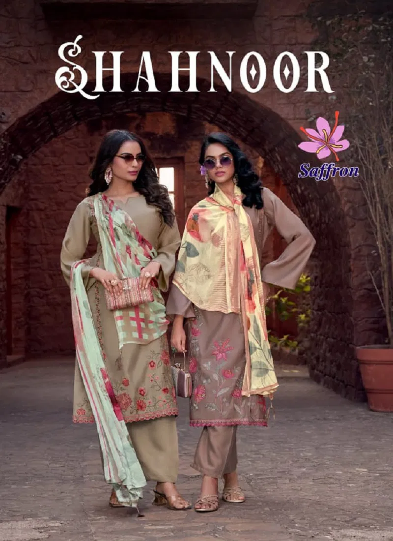 Shahnoor By Saffron Roman Silk Embroidery Salwar Kameez Exporters In India Catalog