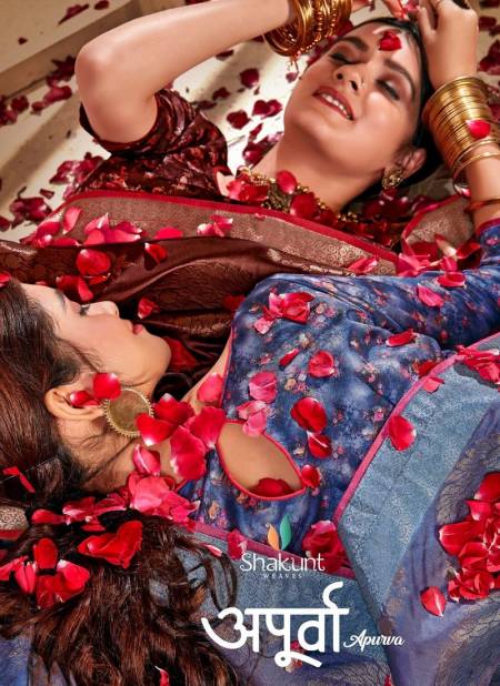 SHAKUNT APURVA fancy Latest Designer Wedding Wear Heavy Silk Weaving Digital Printed Saree Collection Catalog