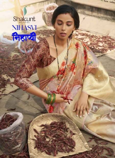SHAKUNT NIHASVI Latest Fancy Designer Casual Wear Silk Digital printed Saree Collection Catalog