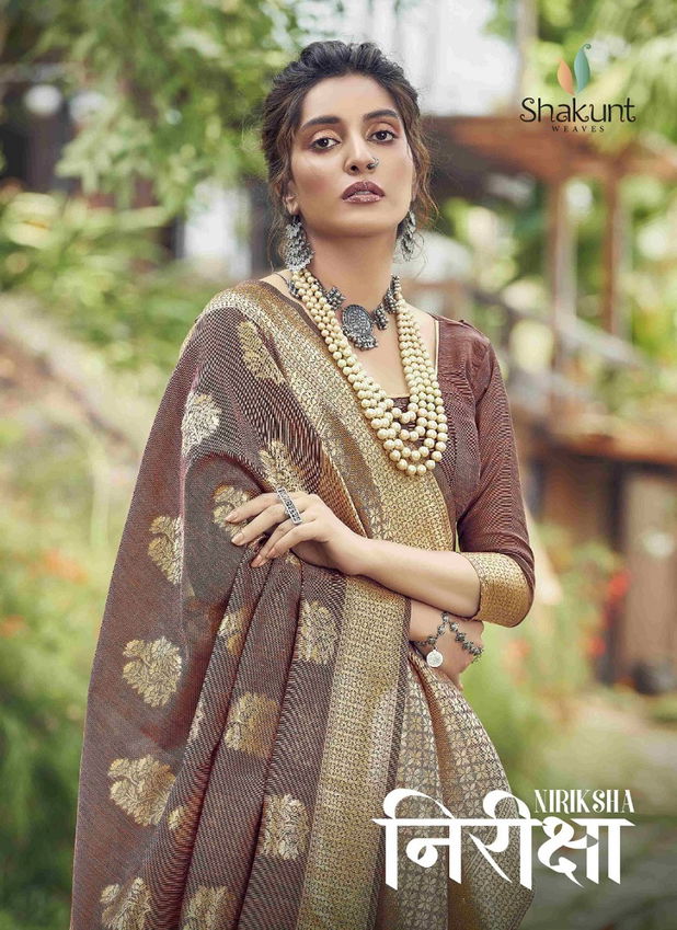 SHAKUNT NIRIKSHA Festive Wear Fancy Designer Cotton weaving Heavy Saree Collection