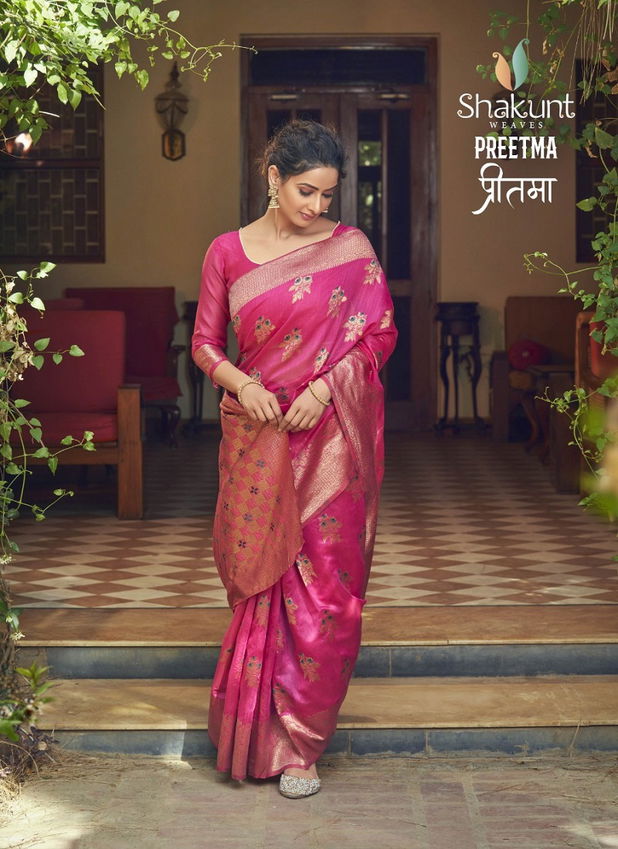 SHAKUNT PREETMA Festive Wear Cotton Weaving fancy Designer Saree Collection