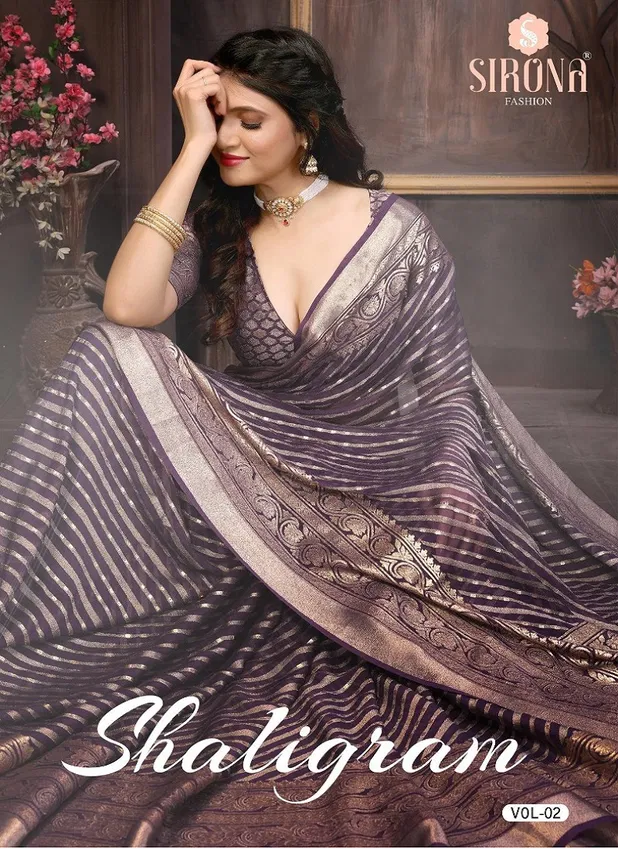 Shaligram Vol 2 By Sirona Dull Moss Brasso Sarees Exporters In India