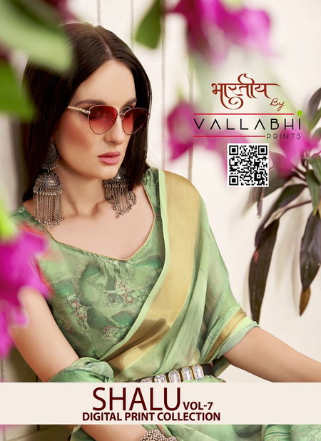 Shalu Vol 7 By Vallabhi Moss Georgette Printed Sarees Wholesale In India Catalog