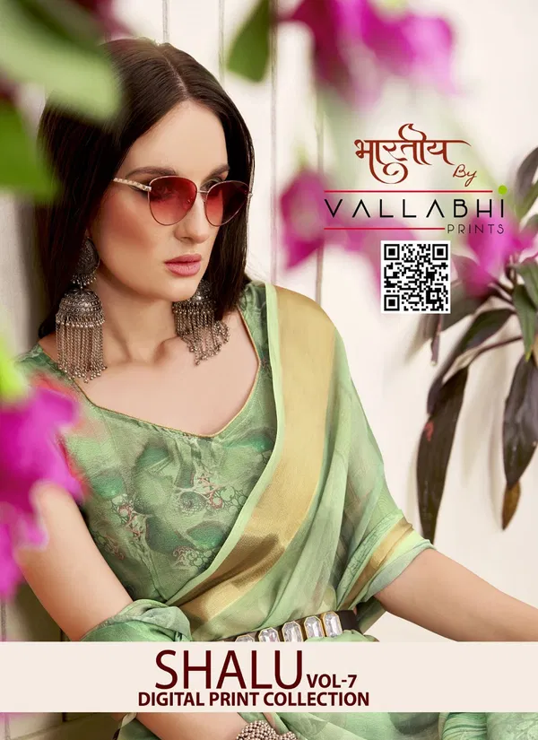 Shalu Vol 7 By Vallabhi Moss Georgette Printed Sarees Wholesale In India