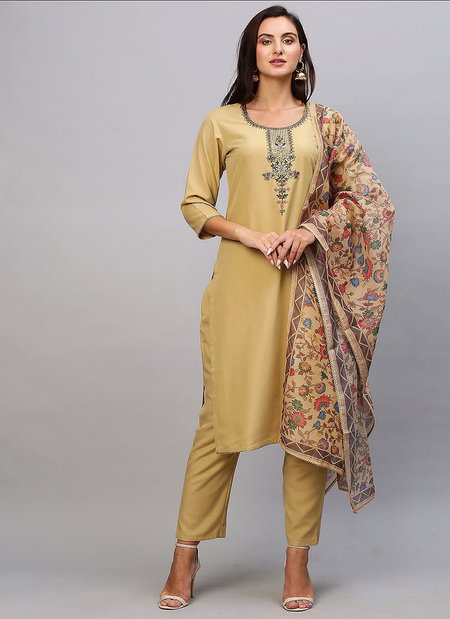 Shamal Printed Cotton Blend Kurti With Bottom Dupatta Wholesale Market In Surat