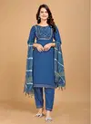 Shamal Slub Cotton Embroidery Kurti With Bottom Dupatta Wholesale Price In Surat	