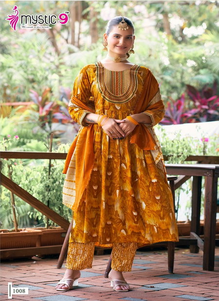 Shanaya Vol 01 By Mystic 9 Foil Printed Kurti With Bottom Dupatta Wholesale Market In Surat
