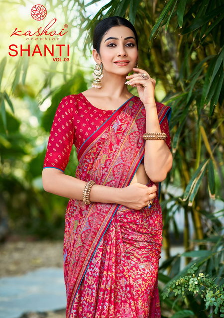 Shanti Vol 2 By Kashvi Bright Moss Foil Printed Saree Wholesale Price In Surat
