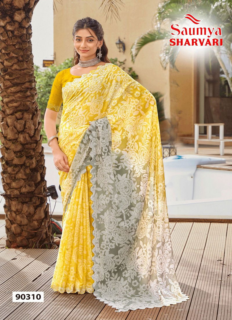 Sharvari By Saumya Designer Border Printed Saree Suppliers In India Catalog