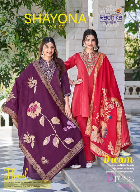Shayona Vol 1 By Radhika Shimmer Kurti With Bottom Dupatta Wholesalers In Surat
