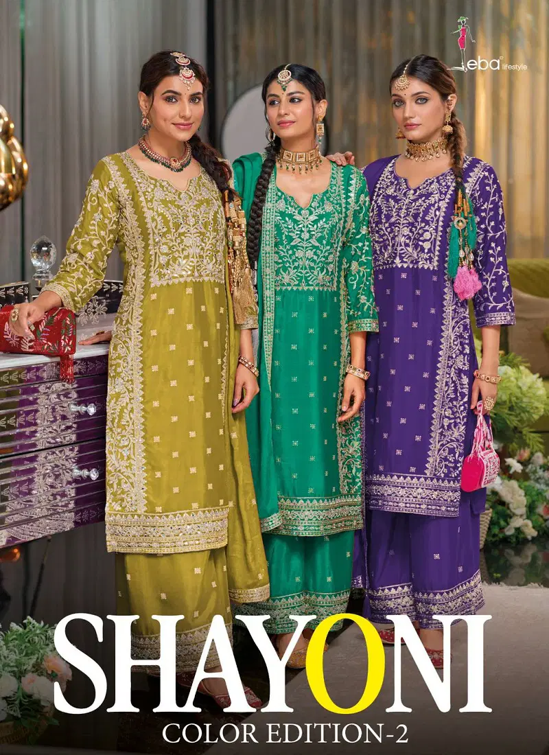 Shayoni Colour Edition 2 By Eba Chinon Embroidery Readymade Suits Suppliers In India Catalog