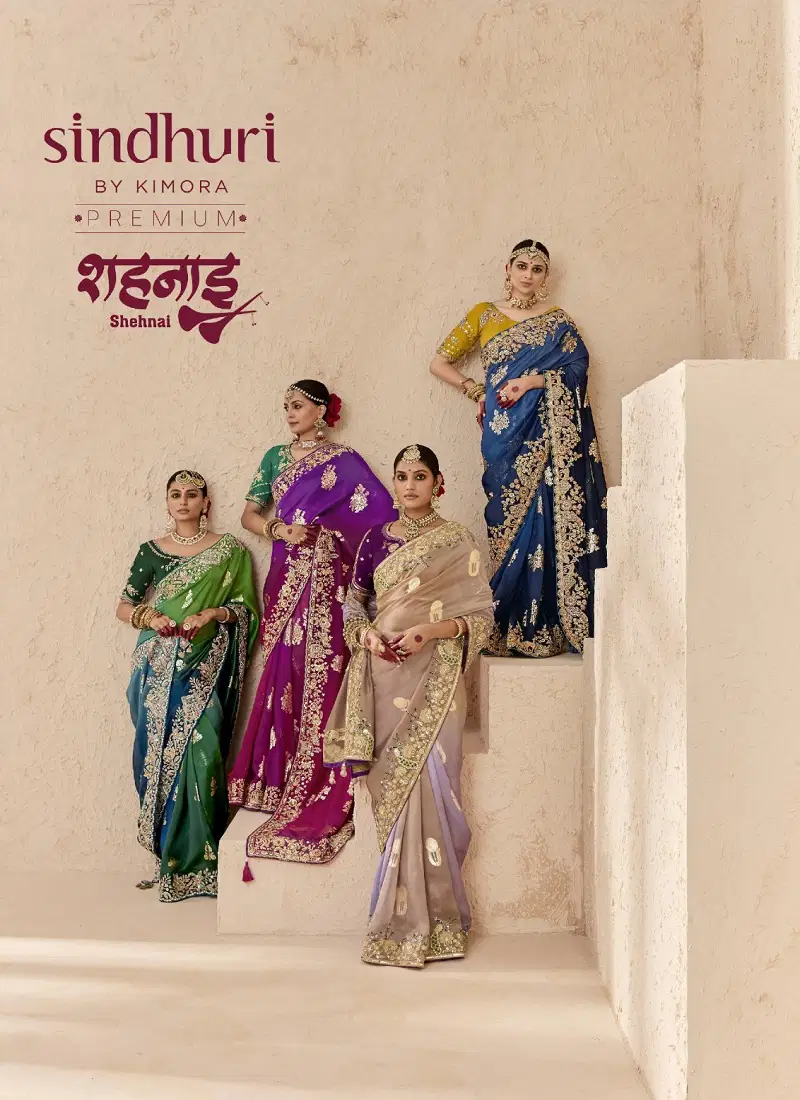 Shehnai By Kimora Fancy Fabric Occasion Wear Saree Suppliers In India