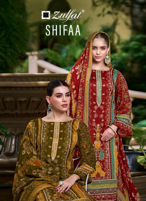 Shifaa By Zulfat Jam Cotton Printed Dress Material Orders In India