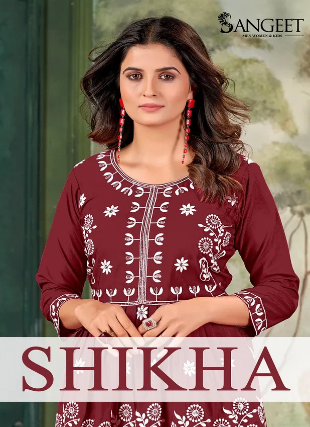 Shikha By Sangeet Rayon Embroidery Ladies Top Wholesale Price 